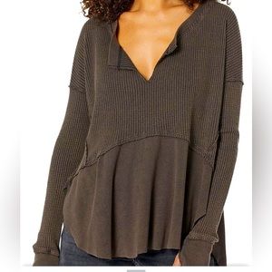 Free People We The Free Monterey Thermal Women’s Top Brown Size Small NWT